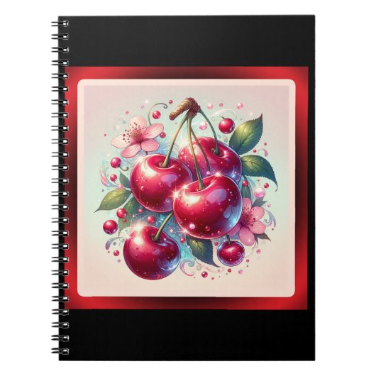 Cherry Red Niedlich Cherries Floral Girly Pink Notizblock (Vorderseite)