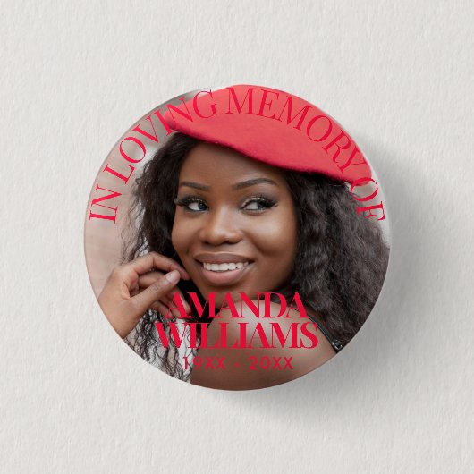 Cherry Red | Personalized Photo Memorial Button (Vorderseite)