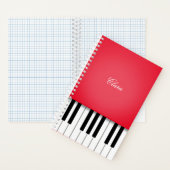 Cherry Red Piano Music Keyboard Personalisiert Notizblock (Innen)