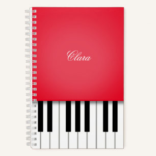 Cherry Red Piano Music Keyboard Personalisiert Notizblock