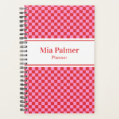 Cherry Red Pink Checkerboard Planner Planer (Vorderseite)