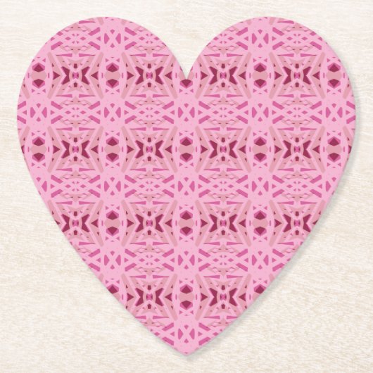 Cherry Red Pink Geometric Valentine's Day Heart Untersetzer (Vorderseite)