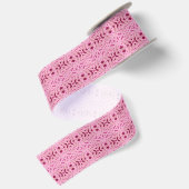 Cherry Red Pink Geometrie Art Deco Satinband (Rückseite)