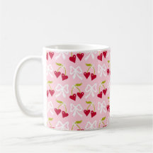 Cherry Red Preppy Pink Girls Coffee Tasse