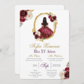 Cherry Red Quinceañera Invitation Einladung (Vorne/Hinten)