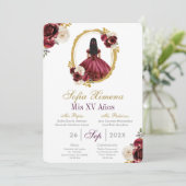 Cherry Red Quinceañera Invitation Einladung (Stehend Vorderseite)