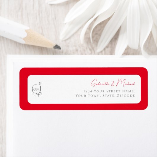 Cherry Red Simple Elegant Monogram Return Address  (Insitu)