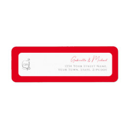 Cherry Red Simple Elegant Monogram Return Address 