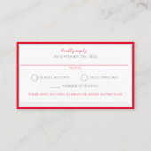 Cherry Red Simple Elegant Monogram UAWG Wedding Begleitkarte (Rückseite)