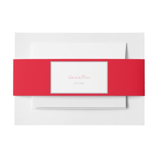 Cherry Red Simple Elegante Chic Wedding Einladungsbanderole (Vorderseite Beispiel)
