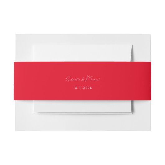 Cherry Red Simple Elegante Chic Wedding Einladungsbanderole (Vorderseite Beispiel)