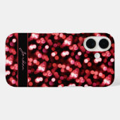 Cherry Red Sparkle Lights w/ Name Case-Mate iPhone Hülle (Rückseite (Horizontal))