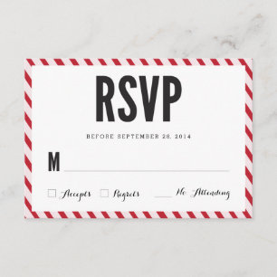 Cherry Red Stripes UAWG Response Card RSVP Karte
