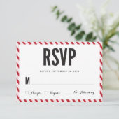 Cherry Red Stripes UAWG Response Card RSVP Karte (Stehend Vorderseite)
