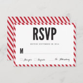 Cherry Red Stripes UAWG Response Card RSVP Karte (Vorne/Hinten)