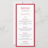 Cherry Red Traditional Simple Hochzeitsmenü (Vorderseite)