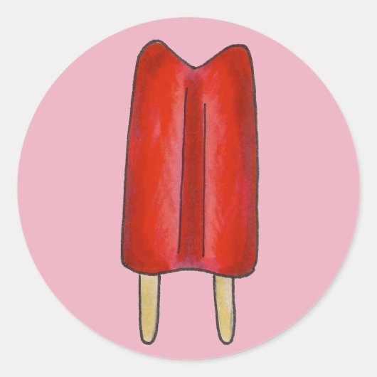 Cherry Red Twin Pop Popsicles Ice Lolly Popsicles Runder Aufkleber (Vorderseite)