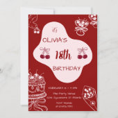 Cherry Red Valentine’s Day 18th Birthday Einladung (Vorderseite)