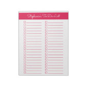 Cherry Red Vertical 8.5x11 Two Column Checklist Notizblock (Rotiert)