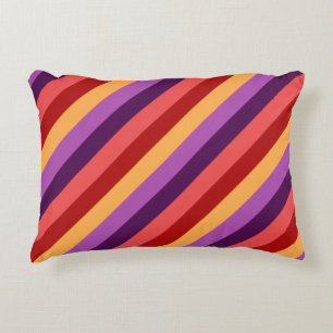 Cherry Red Violet Stripes Accent Pillow Dekokissen