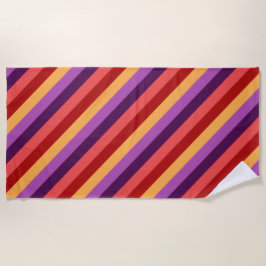 Cherry Red Violet Stripes Beach Handtuch