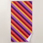 Cherry Red Violet Stripes Beach Handtuch (Vorderseite)