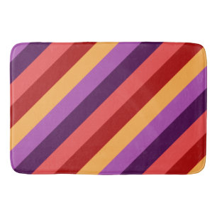 Cherry Red Violet Stripes Large Bath Mat Badematte
