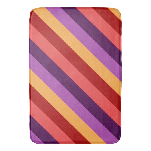 Cherry Red Violet Stripes Large Bath Mat Badematte (Vorderseite Vertikal)