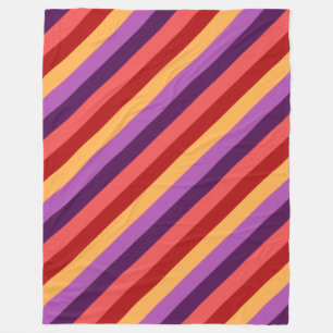 Cherry Red Violet Stripes Large Fleece Blankon