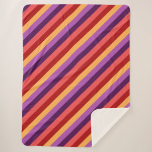 Cherry Red Violet Stripes Large Sherpa Blanket Sherpadecke