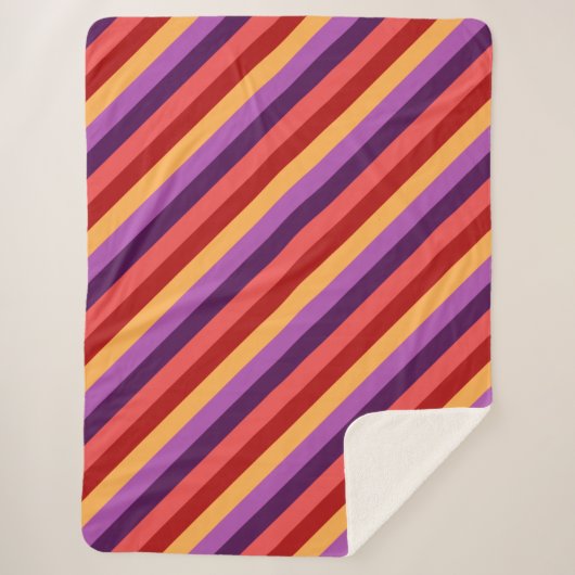 Cherry Red Violet Stripes Large Sherpa Blanket Sherpadecke (Vorderseite)