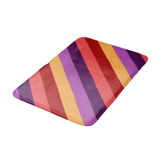 Cherry Red Violet Stripes Medium Bath Mat Badematte (Schrägansicht)