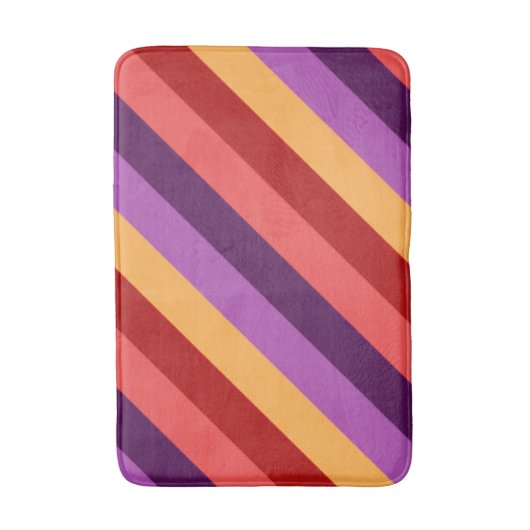 Cherry Red Violet Stripes Medium Bath Mat Badematte (Vorderseite Vertikal)