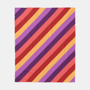 Cherry Red Violet Stripes Medium Fleece Blankon