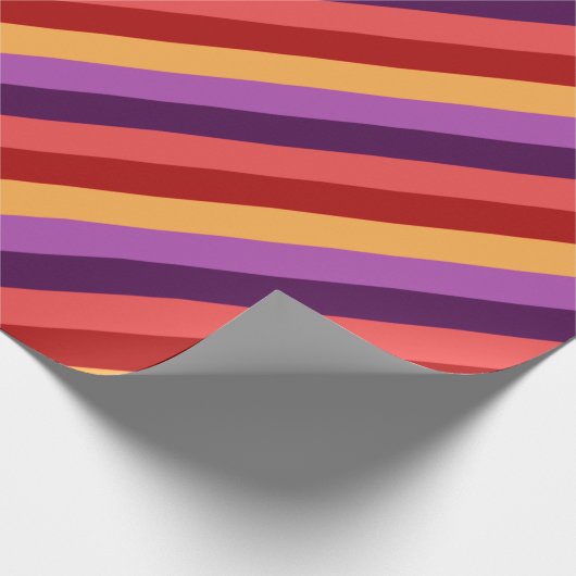 Cherry Red Violet Stripes Wrapping Paper Geschenkpapier (Ecke)