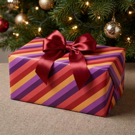 Cherry Red Violet Stripes Wrapping Paper Geschenkpapier