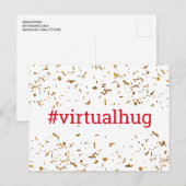 Cherry Red Virtual Hug Hashtag Gold Imitate Confet Postkarte (Vorne/Hinten)