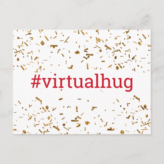 Cherry Red Virtual Hug Hashtag Gold Imitate Confet Postkarte (Vorderseite)