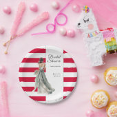 Cherry Red Vivid Stripes Brautparty Pappteller (Party)