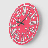 Cherry Red Wall Clock with Dots Große Wanduhr (Winkel)