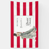 Cherry Red Watercolor Stripes Brautparty Banner (Vertikal)