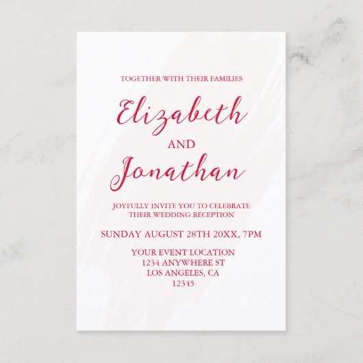 Cherry Red Wedding Reception Begleitkarte (Vorderseite)