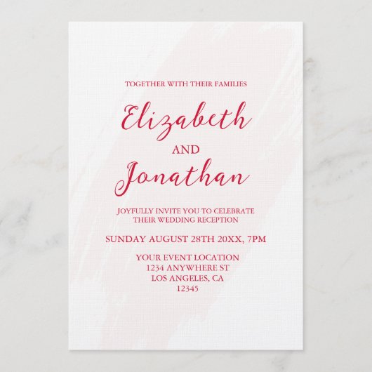 Cherry Red Wedding Reception Einladung (Vorderseite)