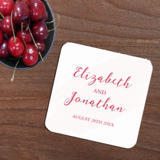 Cherry Red Wedding Rechteckiger Pappuntersetzer