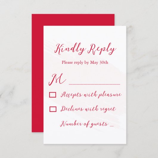 Cherry Red Wedding RSVP Karte (Vorne/Hinten)