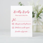 Cherry Red Wedding RSVP Karte (Stehend Vorderseite)