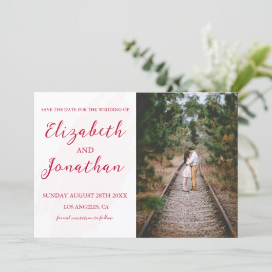 Cherry Red Wedding Save The Date (Stehend Vorderseite)