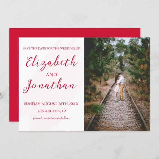 Cherry Red Wedding Save The Date (Vorne/Hinten)