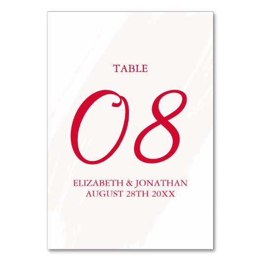 Cherry Red Wedding Tischnummer (Vorderseite)