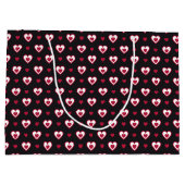 Cherry Red & White Double Hearts Gemustert Große Geschenktüte (Rückseite)